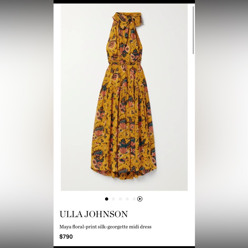 Ulla Johnson Maya Neck-Tie Midi Floral Silk Dress